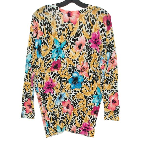 Vintage Cache Cardigan Floral Animal Y2K Mob Wife Maximalist Statement Medium - Picture 2 of 8